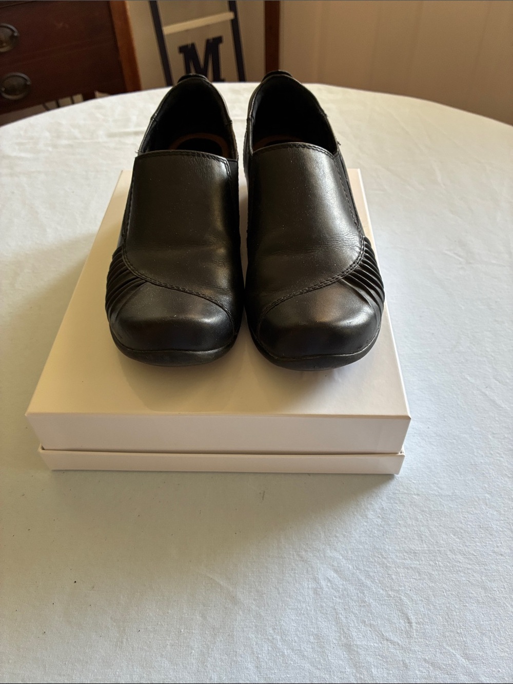 Bjorndal Black Slip-On Loafers with Pleated Side Detail Size 8.5